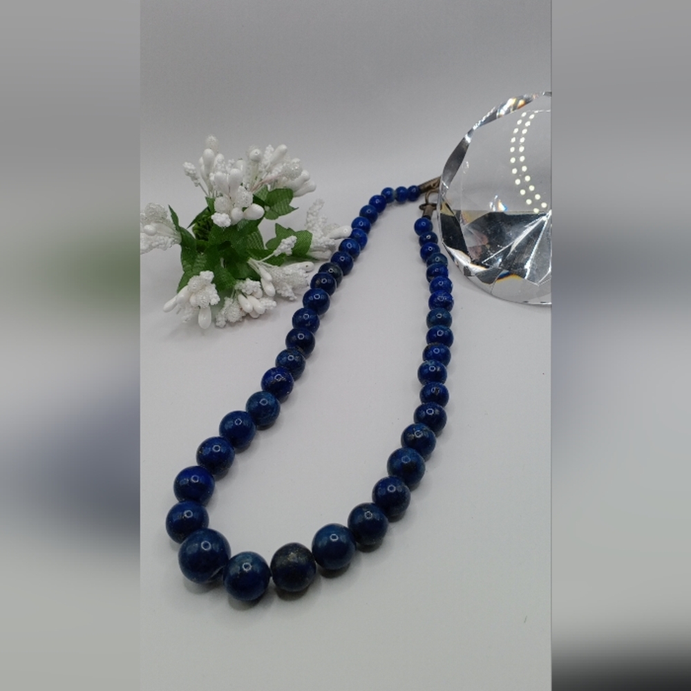 NEW Royal Blue Beaded Necklace with Natural Stone